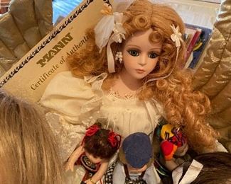 Porcelain Angel Doll by Seymour Mann, Connoisseur Collection, Hope, White Dress, Hand Painted, 17 Inch