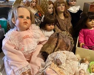 Assortment of Porcelain Dolls