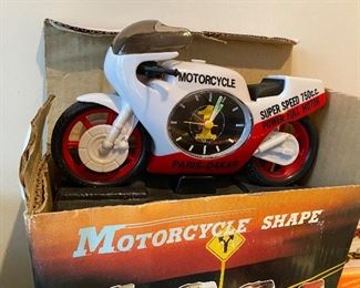 Vintage Telstar Quartz Motorcycle Shape Alarm Clock 