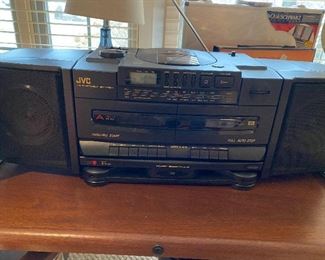 JVC Boombox with detachable speakers, CD Player and dual cassette decks