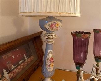 Antique Lamp and Shade - needs rewiring