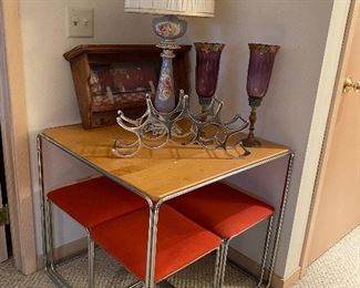 Square Dining Table with Nesting Stools