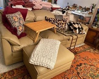 Hancock & Moore Leather Sofa with Ottoman