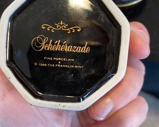 Label - Scheherazade Porcelain Trinket Box, 1988 The Franklin Mint