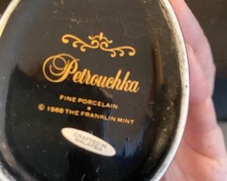Label- Petrouchka Porcelain Trinket Box, 1988 The Franklin Mint
