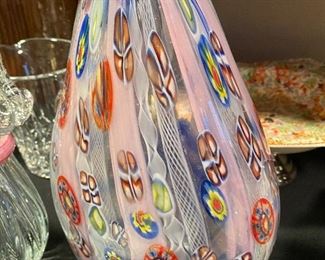 Blown Glass Millefiori Art Vase