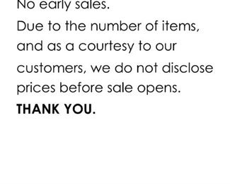 NO EARLY SALES