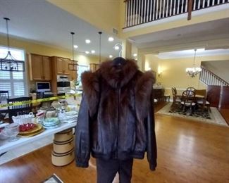 Dual purpose Mink and Leather Jacket and remove arms for a vest.