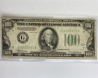 1934 U.S. $100 Federal Reserve Note