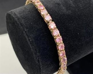 10K Gold Bracelet w/ Pink Stones