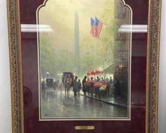 100 res Large Signed G. Harvey Art Piece, Numbered. Entitled "Pinnacle of Freedom". Comes in a beautiful frame and has a very professional triple mat die cut job. Includes information paper on the artist and COA. Measures approx. 40" x 33". Local Pickup highly recommended.
Please pardon the ceiling light reflection. (Will try to get better pics ASAP!)