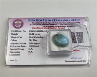 10.22 Carats Larimar Gem, Oval Cabochon, Iskon Gems