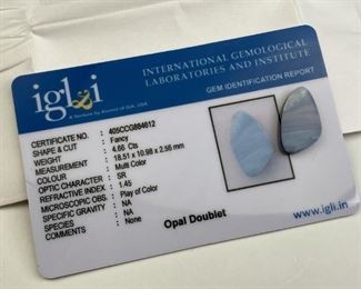 4.66 Carats Opal Doublet, Fancy Cut, IGL&I Gems