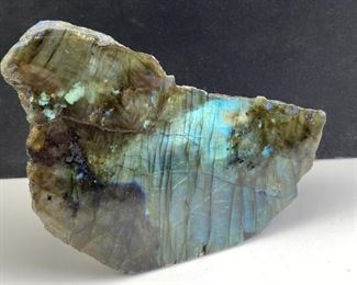 Large Labradorite Sample, Madagascar, has one polished side for display.