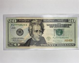 $20 U.S. 'Lucky 7's' Serial # Starting w/ 777