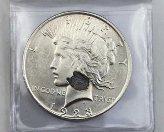 1923 Peace Dollar, ERROR Major Lamination Flaw