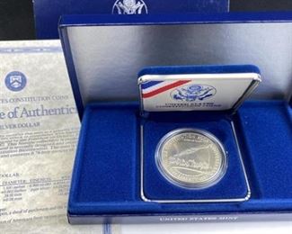 1987 US Constitution Silver Dollar in O.G.P.