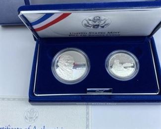 1993 Bill of Rights (2) Proof Coin Set in O.G.P.