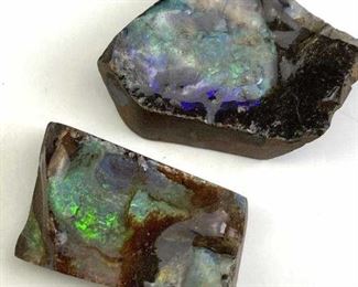 (2) Small Boulder Opals from Australia. Beautiful color and fire!
