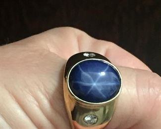 Men’s Blue Star Sapphire ring. 