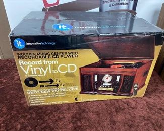 Innovative Tech Wooden Music Center Record from Vinyl to CD New in Box
