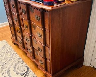 12_____ $295 
Serpentine front chest drawers 5 drawers  • 31Tx42Wx20D  • Solid Cherry