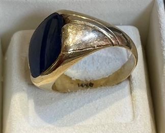 1_____ $325 
14kt men ring blue glass ring 0.34oz 