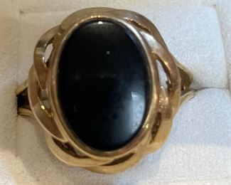8_____ $120 
10kt gold ring with onyx 0.15oz size 7 1/2
