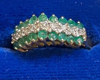 19_____ $175 
10kt emerald and diamonds ring 0.11oz size 5 1/2