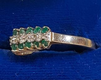 19_____ $175 
10kt emerald and diamonds ring 0.11oz size 5 1/2
