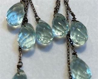 27_____ $60 
Pair of sterling earrings with blue stones dangling - Artist made 