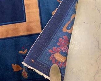 #C - Blue Chinese Rug Wool & Silk 11feet 7inches x 8feet 11" $650 - This rug is been cleaned and rolled