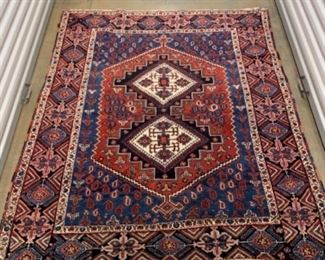 E- $475 Semi Antique Blue and Red rug - 100% wool - 6feet x 5feet 