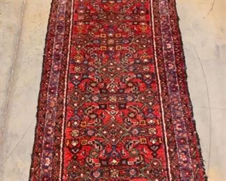 F- $395 - Semi Antique rug runner - red with floral - no condition issue - 10feet 2inches x 39inches W