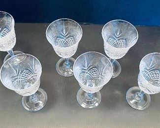 24_______$60 set of 6 crystal stem glasses not marked 