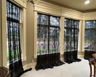 Beautiful Hand Made Black Sheer Sequin Curtains 