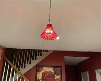 Pair of Red Baccarat Light Fixtures 
