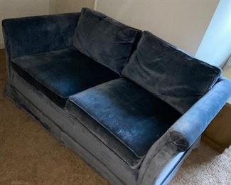 Blue suede couch for two MCM