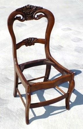Antique Roseback Chair Frame - Cute, early 1900's Roseback chair frame that needs you to put a seat cushion on it.  Could use some tightening but overall in good condition.  $100.