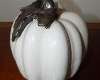 Ceramic Pumpkin Decor - Cute black and white ceramic pumpkin decor.  Measures 6"x6".  $20