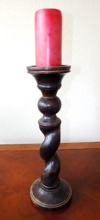 18" Vintage Twisted Wood Candlestick  - $12