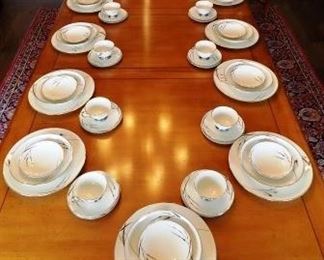 Vintage 60 Piece Flintridge Wheat Pattern China Set - Made in the USA in China.  About 65 years old.  No chips or cracks noted.  Each setting includes a dinner plate, salad bowl, side bowl, cup and saucer.  $300