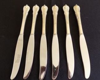 6 Vintage Wallace Stainless Butter Knives - Monogrammed with the letter B.  Good condition.  $15