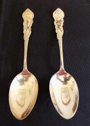 2 Vintage Wm. Rogers Large Tablespoons - Heavy-duty.  Older flatware.  Has been used. is not marked sterling. $15