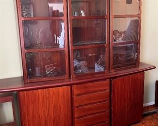 Rosewood lighted china cabinet 