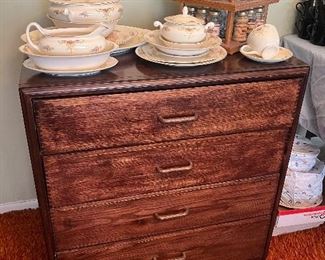 Chest of drawers and china set....