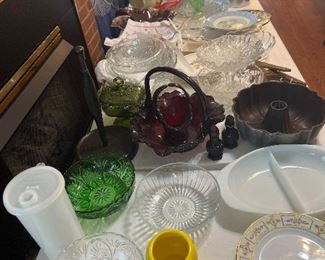 Crystal and misc dishes 