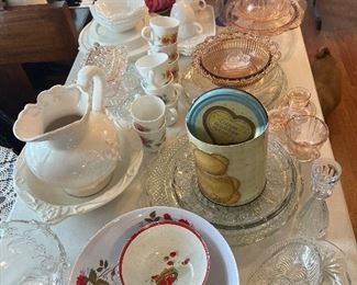 Milk glass dishes and misc dishes 