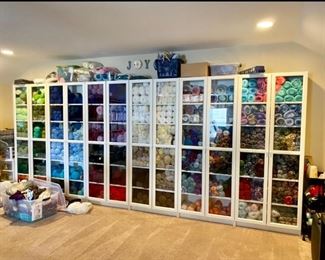 Over 1,000 brand new rolls of yarn starting at $2.50 (yarn will not go half price)  White Cabinets are not for sale 