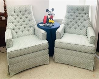(2) Vintage Green Upholstered Chairs